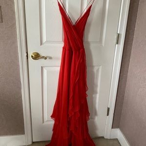 Haute hippie blood orange maxi gown